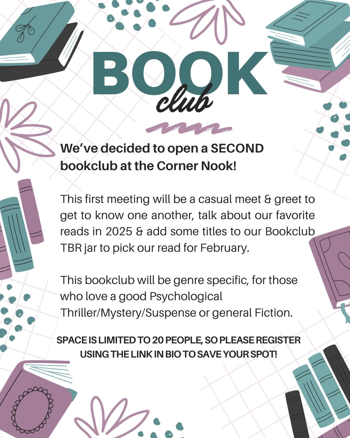 Psychological Thriller/Mystery/Fiction Bookclub @ The Corner Nook