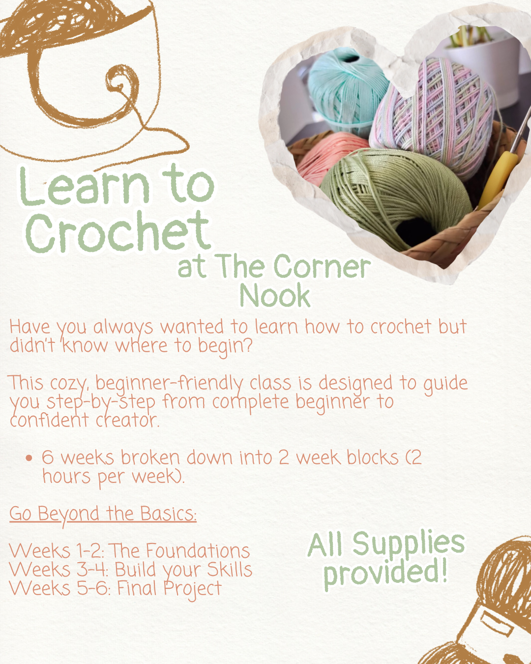 Learn to Crochet @ The Corner Nook