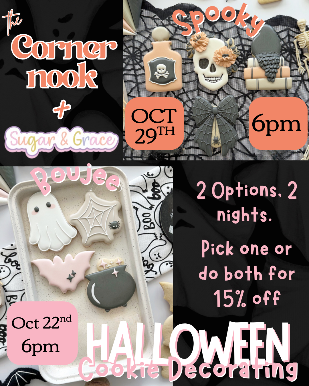 Halloween Cookie Decorating - 2 Days, 2 Styles