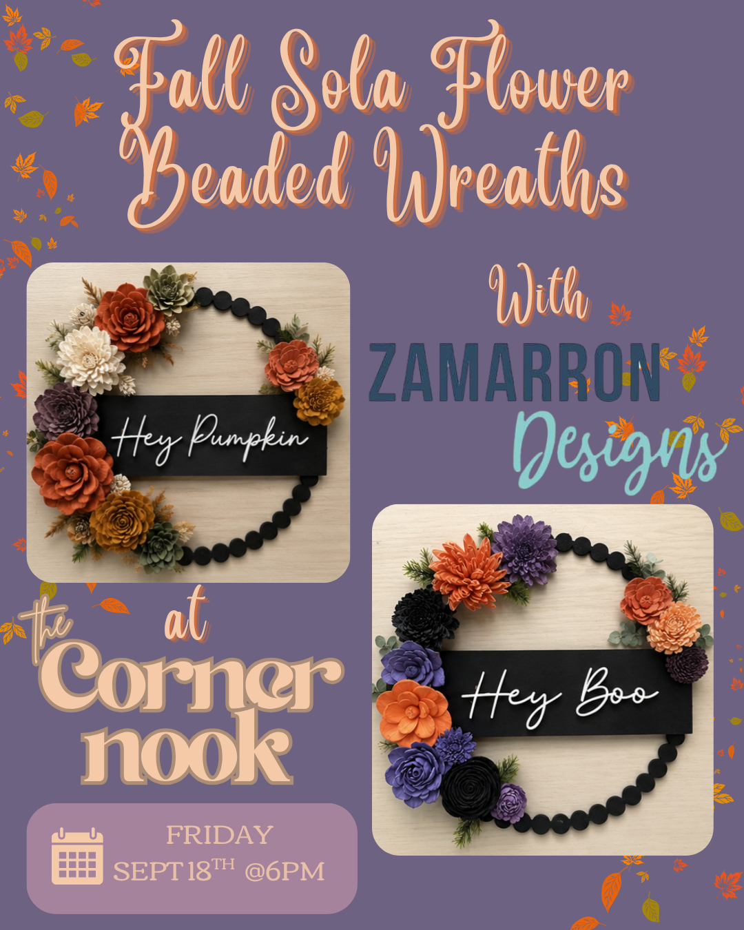 Fall Beaded Wreath with Sola Flowers